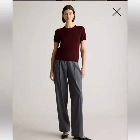 Quince NWT Mongolian Cashmere Tee in Rich Burgundy - Picture 7 of 7